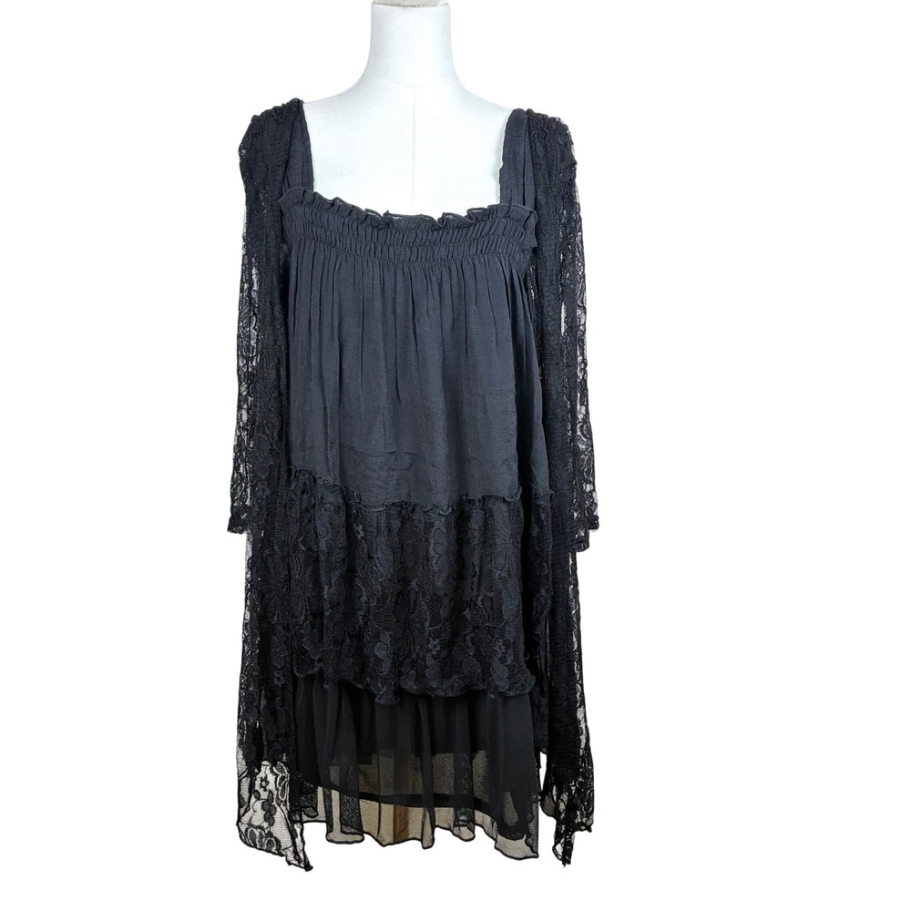NWT Womens Dress M Gothic Oversized Ruffle Lace Boho Whimsigoth Fairy Grunge
